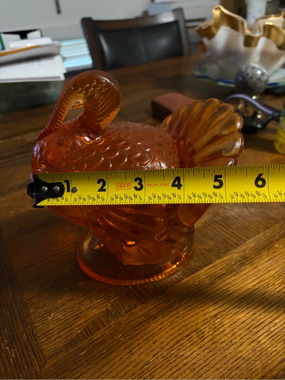 Vintage Amber Glass topped Candy Dish of a Bird- Home Accents - Picture 6 of 6